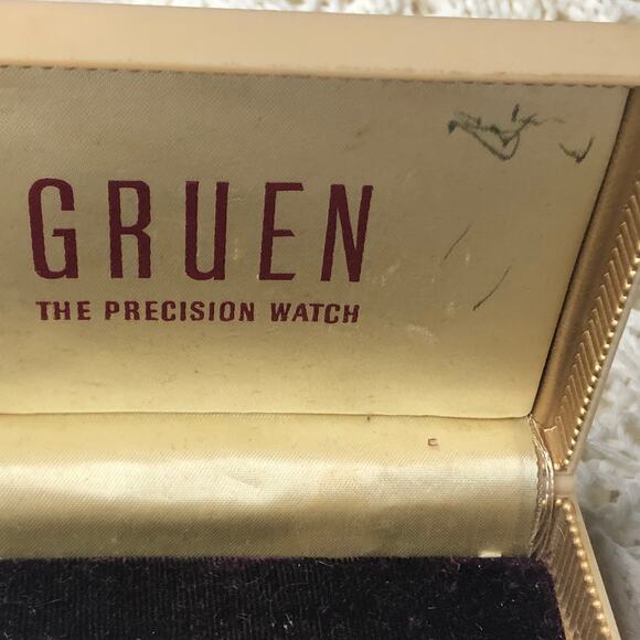 Vintage Gruen Plastic Original Wrist Watch Display Storage Box Case - Picture 13 of 14